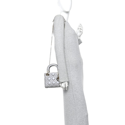 Christian Dior Metallic Lambskin Cannage Mini Lady Dior Grey 2 of 10
