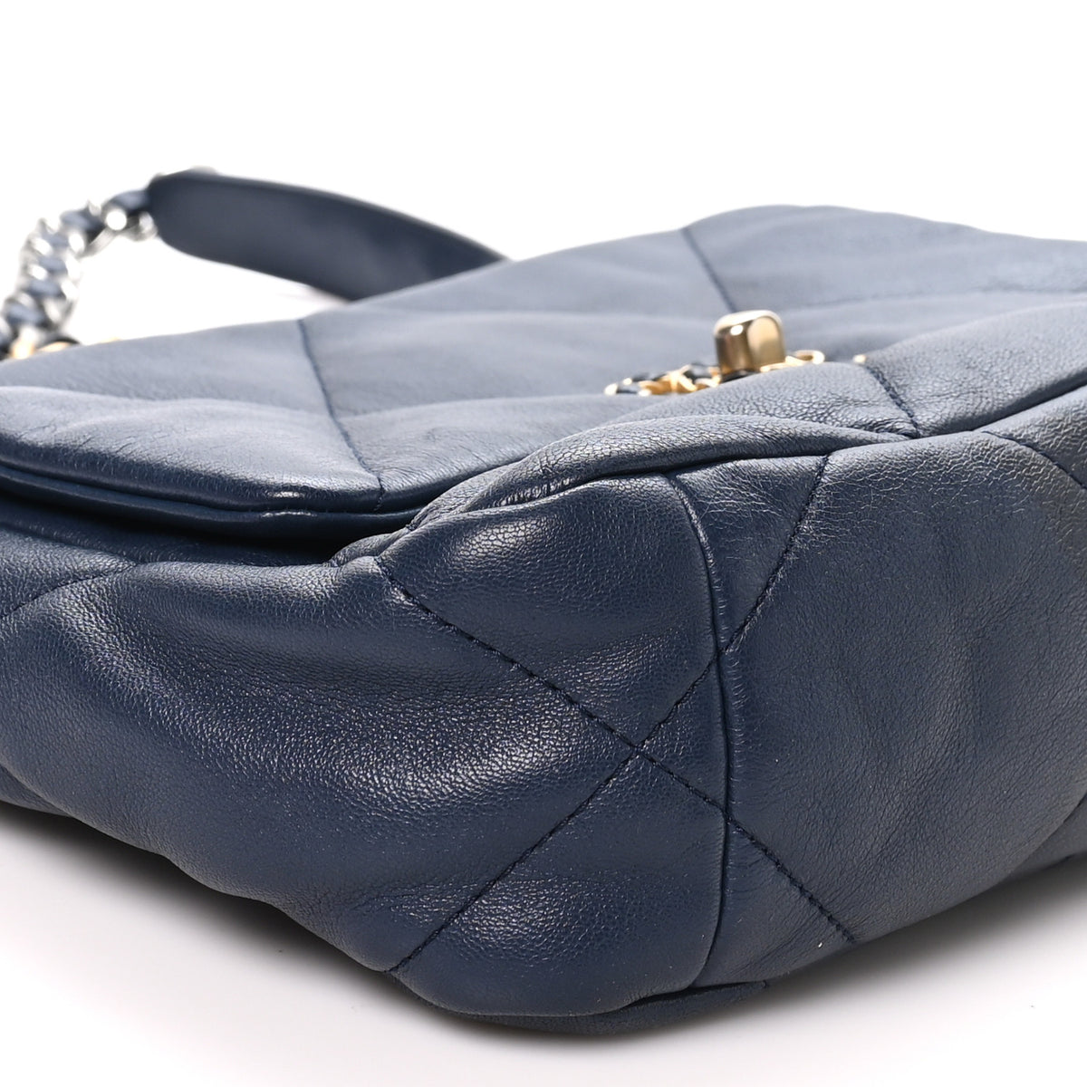 Chanel Goatskin Quilted Medium Chanel 19 Flap Navy Blue 8 of 9