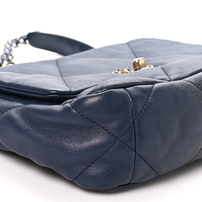 Chanel Goatskin Quilted Medium Chanel 19 Flap Navy Blue 8 of 9