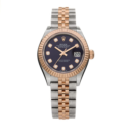 Rolex Stainless Steel 18K Everose Gold Diamond 28mm Oyster Perpetual Datejust Watch Aubergine 279171 1 of 5