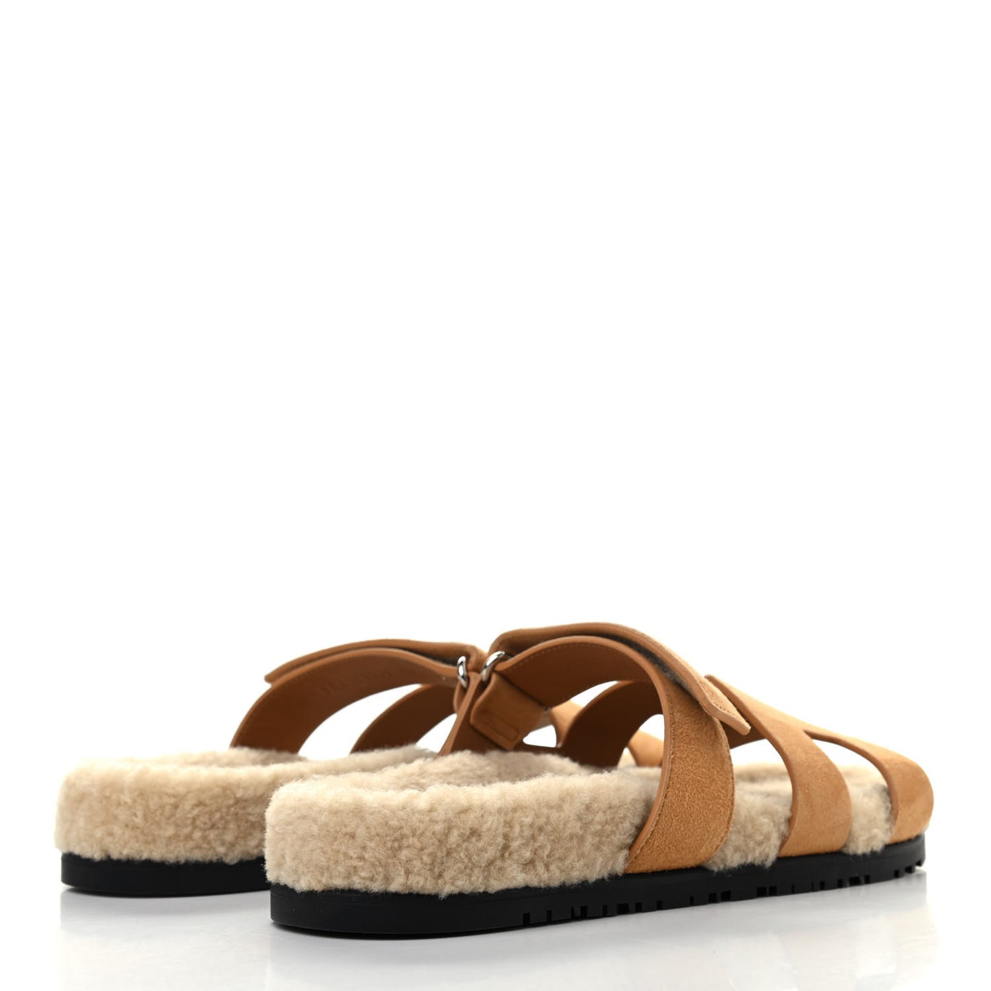 Suede Goatskin Woolskin Womens Chypre Sandals 41 Golden Beige