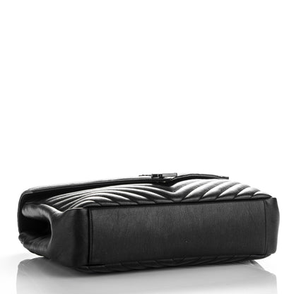 Saint Laurent Sheepskin Matelasse Chevron Monogram Monochrome Large College Satchel Black 4 of 6