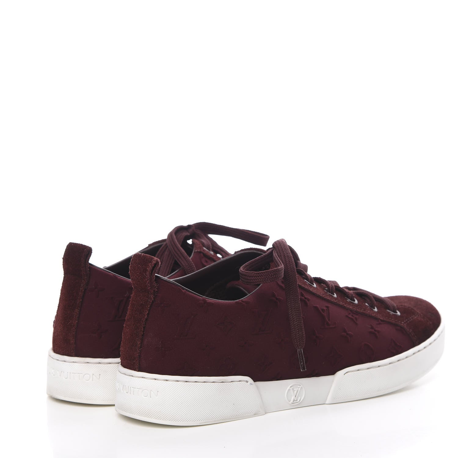 Louis Vuitton Neoprene Suede Embossed Monogram Stellar Low Top Sneakers 35.5 Burgundy 4 of 10
