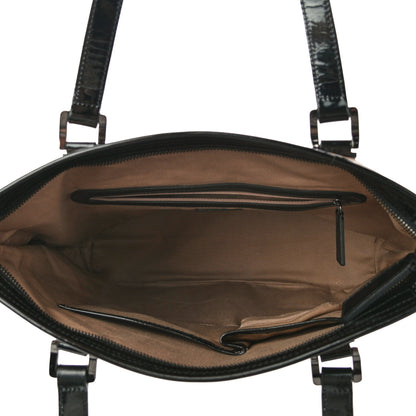 Burberry Patent Trim Nova Check Medium Shopper Tote Black 4 of 8