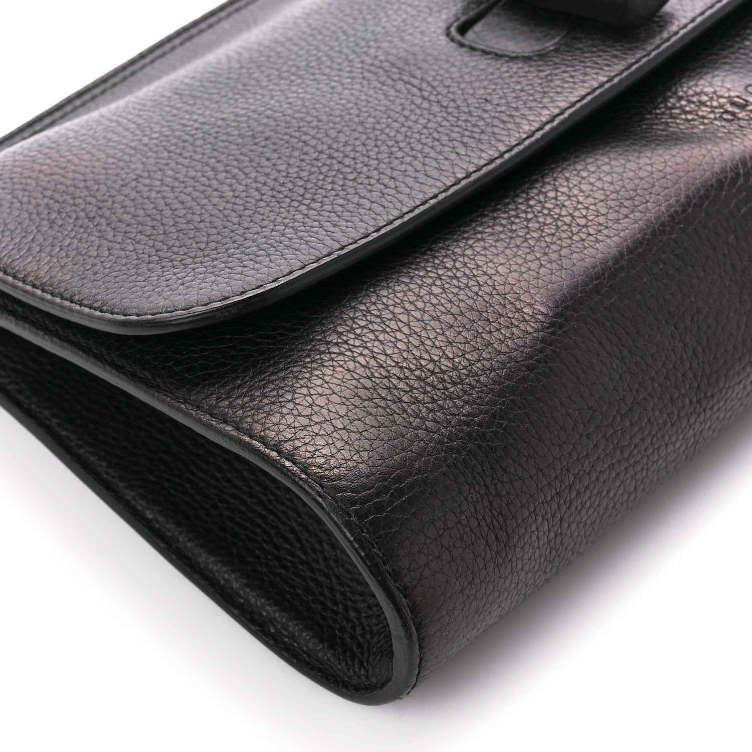 Gucci Pebbled Calfskin Bamboo Daily Clutch Black 9 of 13