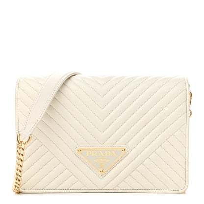 Prada Nappa Impunture Diagramme Chain Crossbody Bag Bianco 1 of 8