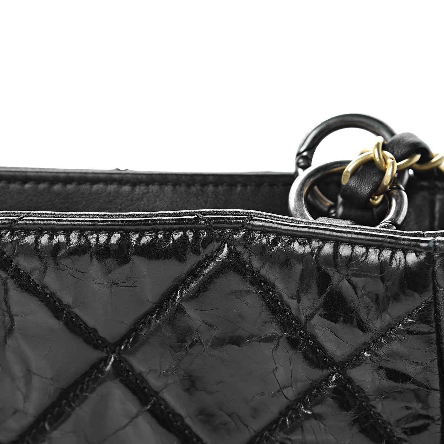 Glazed Crinkled Calfskin Medium East West Flap Black
