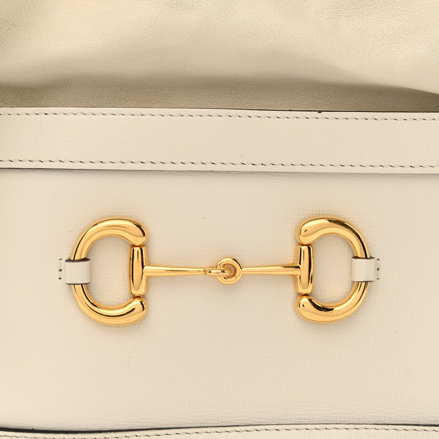 Azalea Sakai Calfskin Horsebit 1955 Drawstring Bucket Bag Mystic White
