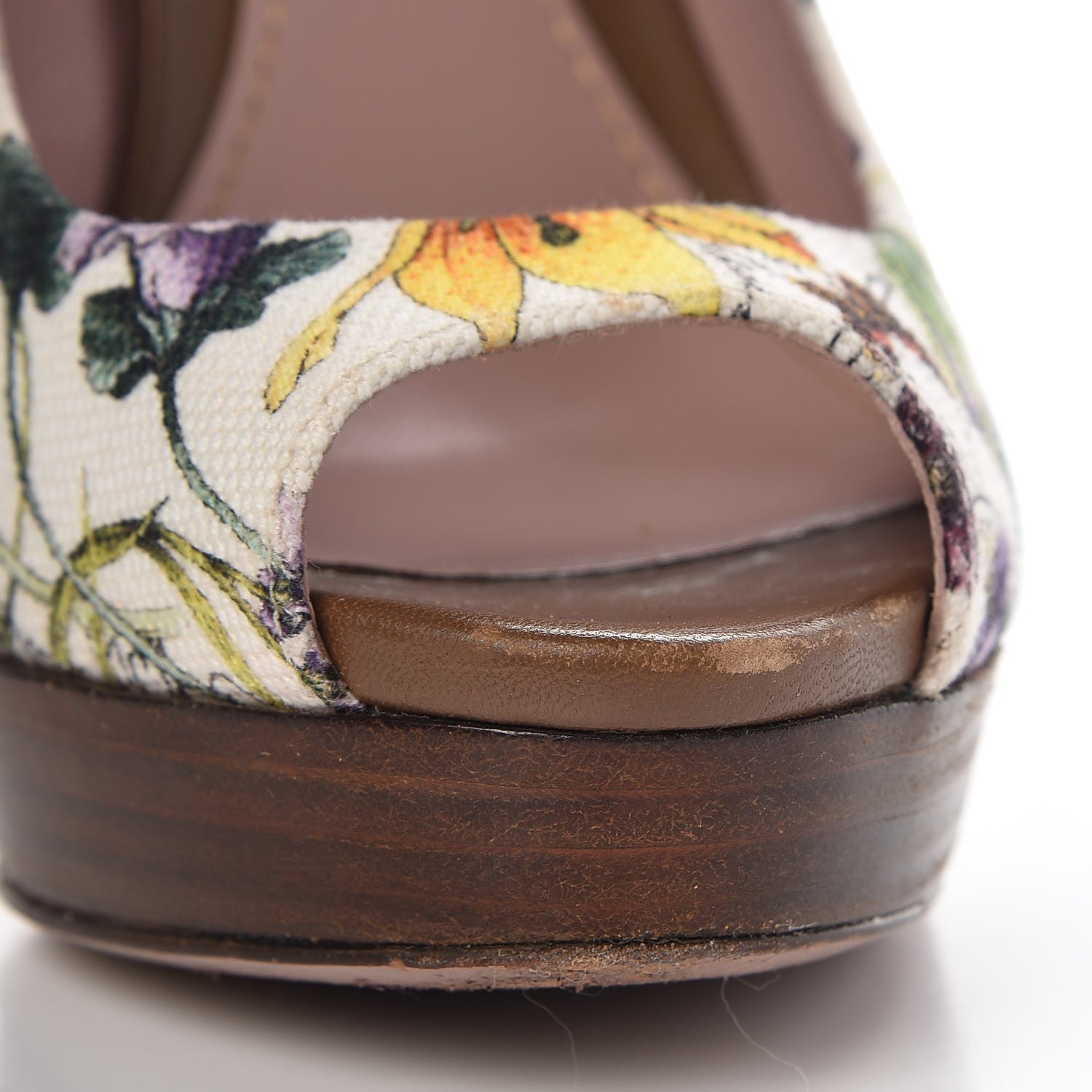 Gucci Canvas Flora Infinity Lisbeth Pumps 37 White Multicolor Acero 10 of 10