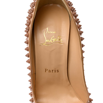 Christian Louboutin Patent Lady Peep Spikes 150 Pumps 37 Nude 4 of 10