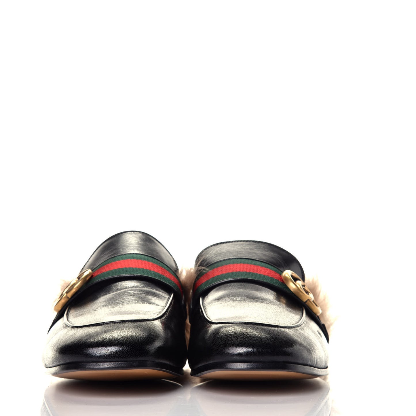 Goatskin Fur Web GG Mens Princetown Slippers 8 Black