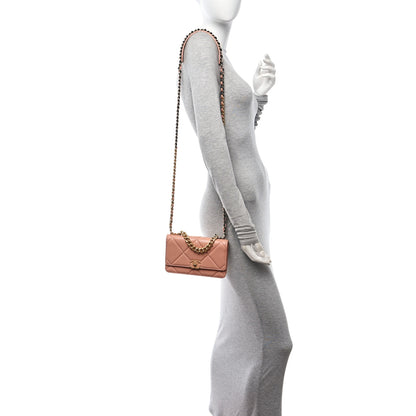 Chanel Lambskin Quilted Chanel 19 Wallet On Chain WOC Beige 2 of 12