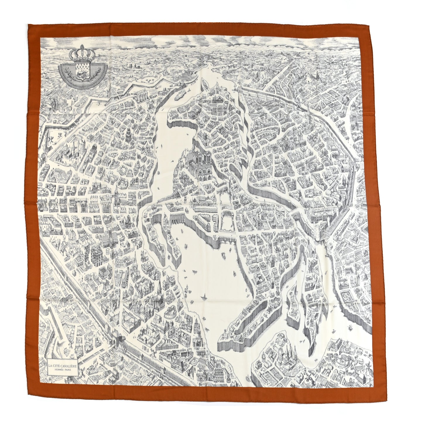 Cashmere Silk La Cite Cavaliere Shawl 140 Caramel White Anthracite