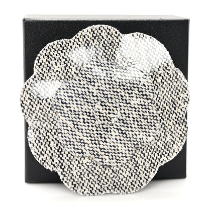 Chanel Patent Tweed Print Camellia Pin Brooch Grey 4 of 4