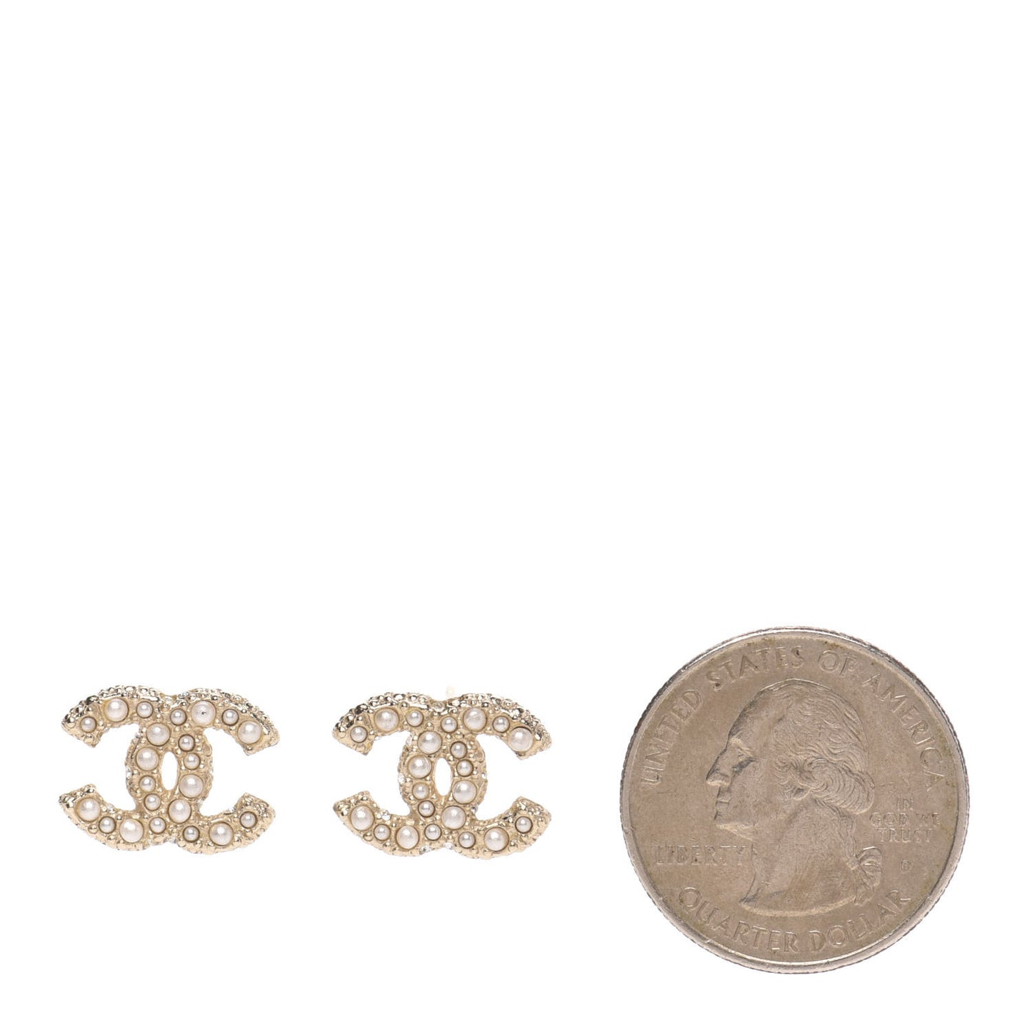 Pearl Crystal CC Earrings Light Gold