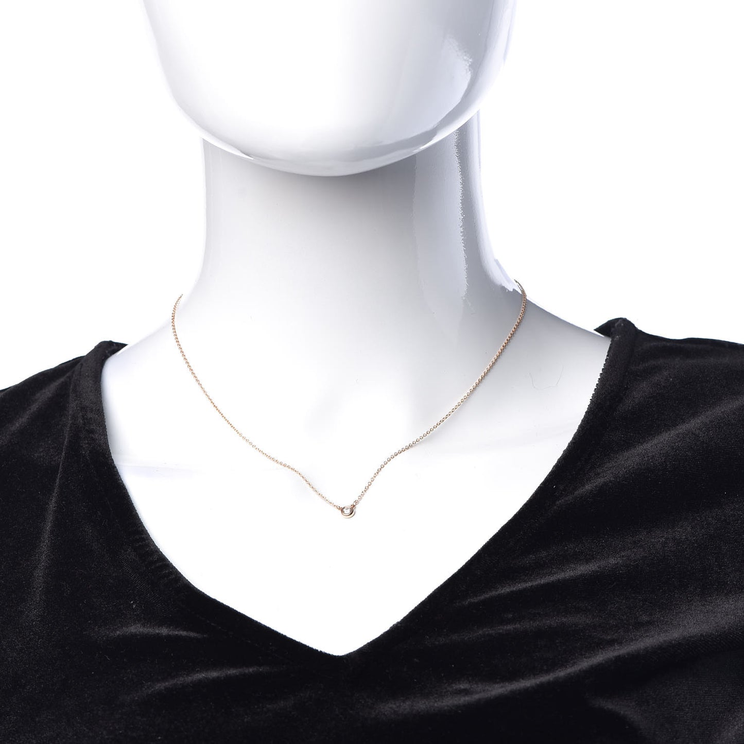 18K Rose Gold Diamond .05ct Elsa Peretti Diamonds by the Yard Pendant Necklace