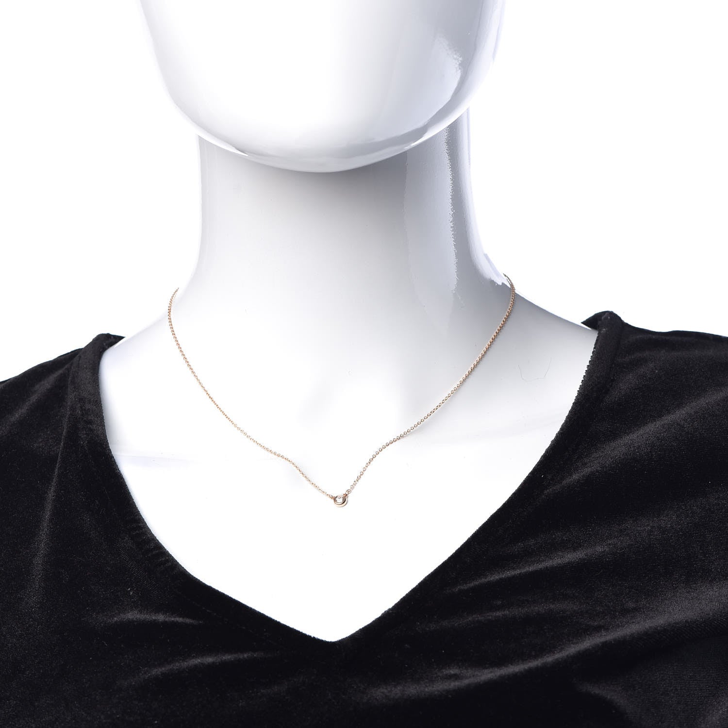 Tiffany 18K Rose Gold Diamond .05ct Elsa Peretti Diamonds by the Yard Pendant Necklace 2 of 8