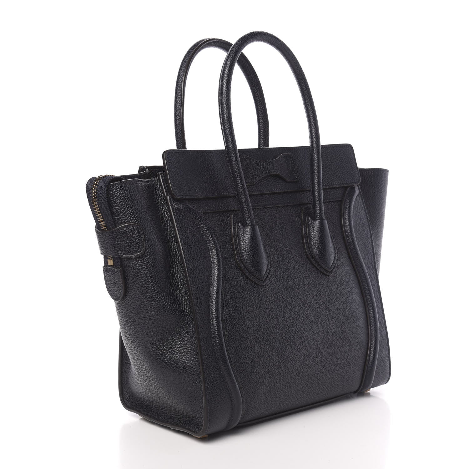 Celine Drummed Calfskin Micro Luggage Midnight 3 of 9