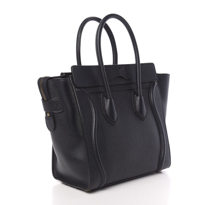Celine Drummed Calfskin Micro Luggage Midnight 3 of 9