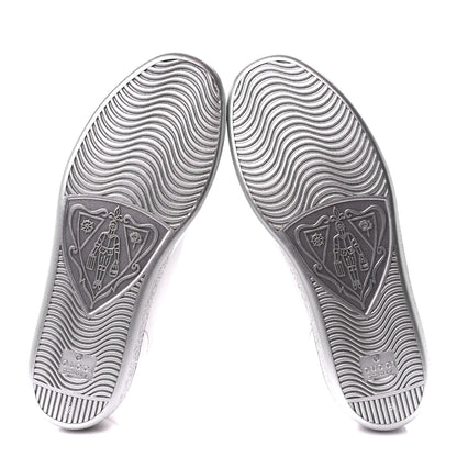 Gucci Metallic Nappa Interlocking G Perforated Womens Ace Sneakers 38 Silver 5 of 10