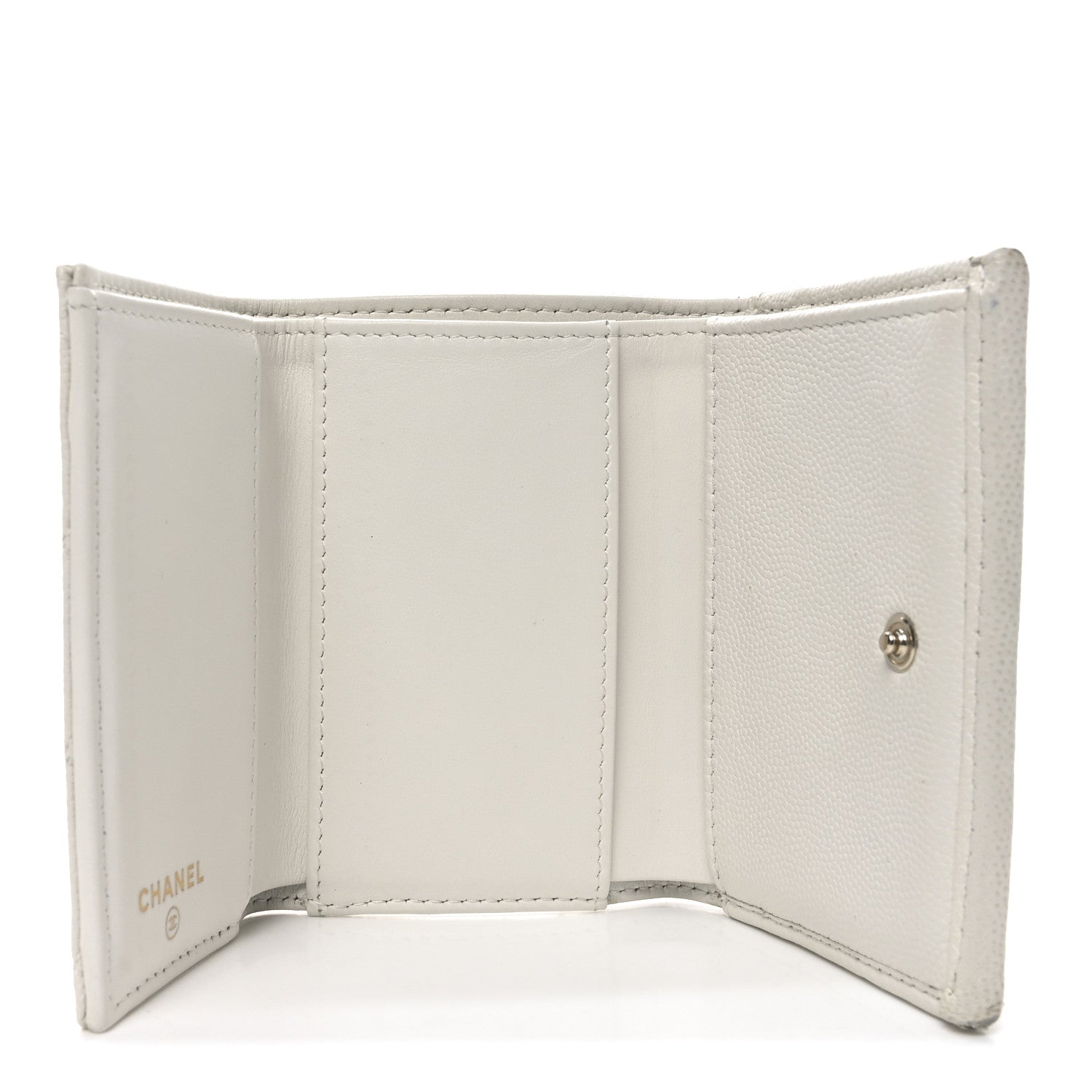 Chanel Caviar Quilted Crystal CC Small Flap Wallet White 7 of 10
