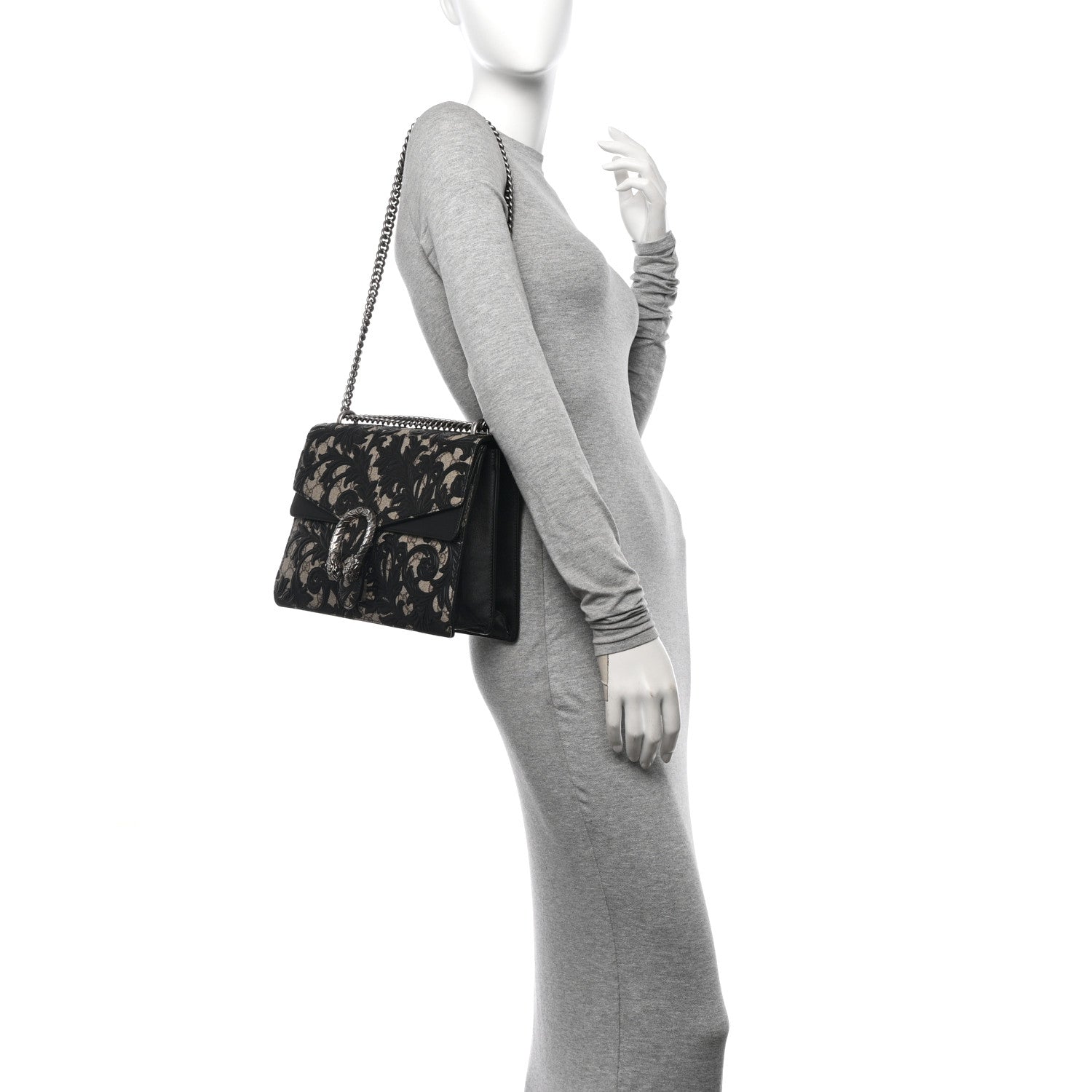 Gucci GG Supreme Monogram Arabesque Medium Dionysus Shoulder Bag Black 2 of 10