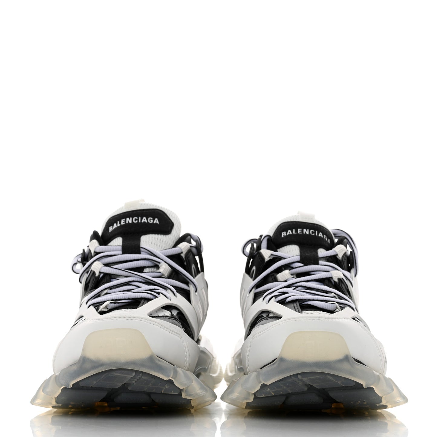 Rubber Mesh Fabric Bi-Color Clear Sole Womens Track Sneakers 37 White Black