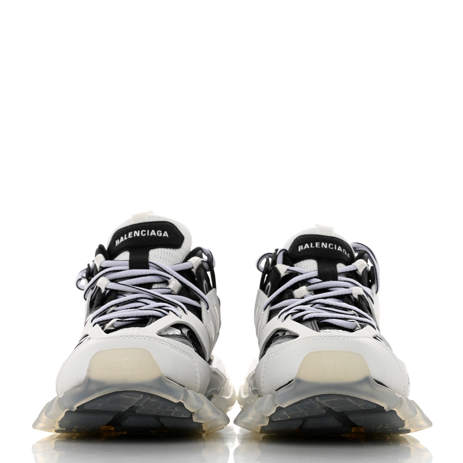 Balenciaga Rubber Mesh Fabric Bi-Color Clear Sole Womens Track Sneakers 37 White Black 2 of 9