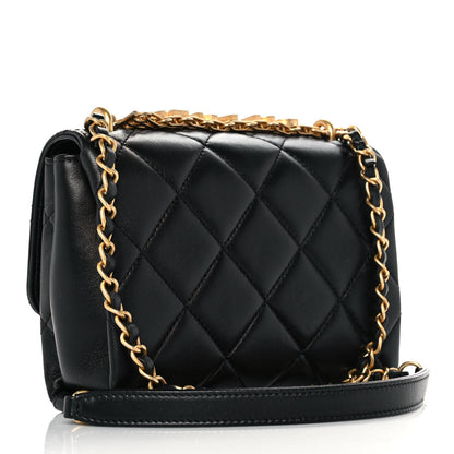 Chanel Lambskin Quilted Mini CC Crystal Logo Chain Flap Black 2 of 9