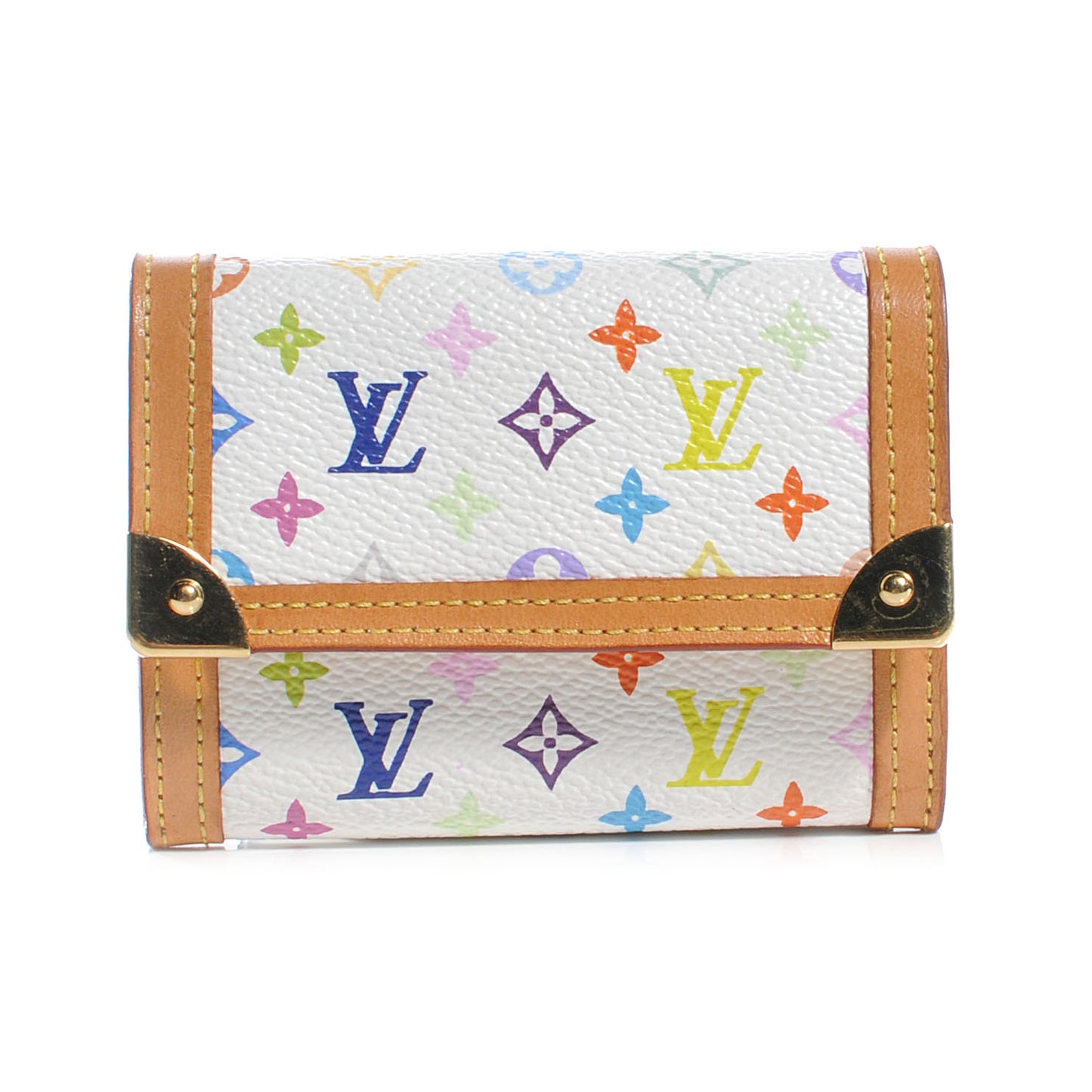 Monogram Multicolor Porte-Monnaie Plat Coin Purse White