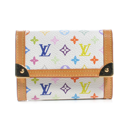 Louis Vuitton Monogram Multicolor Porte-Monnaie Plat Coin Purse White 1 of 7