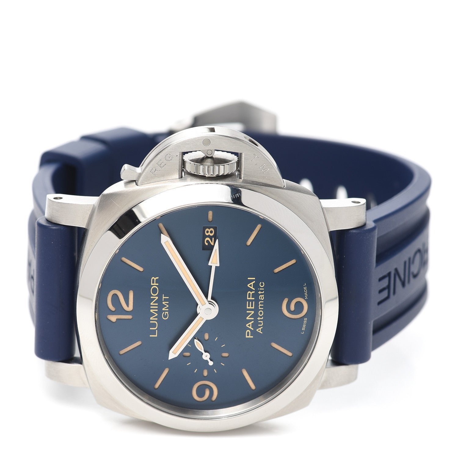 Panerai Stainless Steel Rubber 44mm Luminor 1950 GMT Automatic Watch Blue PAM01033 2 of 5