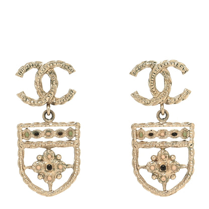 Chanel Enamel CC Rope Shield Drop Earrings Gold 1 of 4