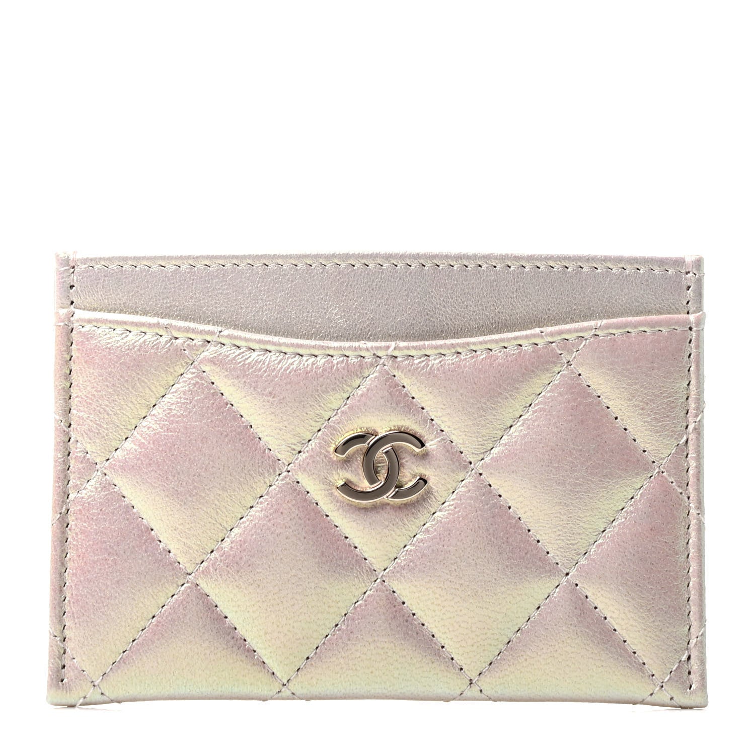 Chanel Iridescent Lambskin Quilted Card Holder Ivory 1 of 7