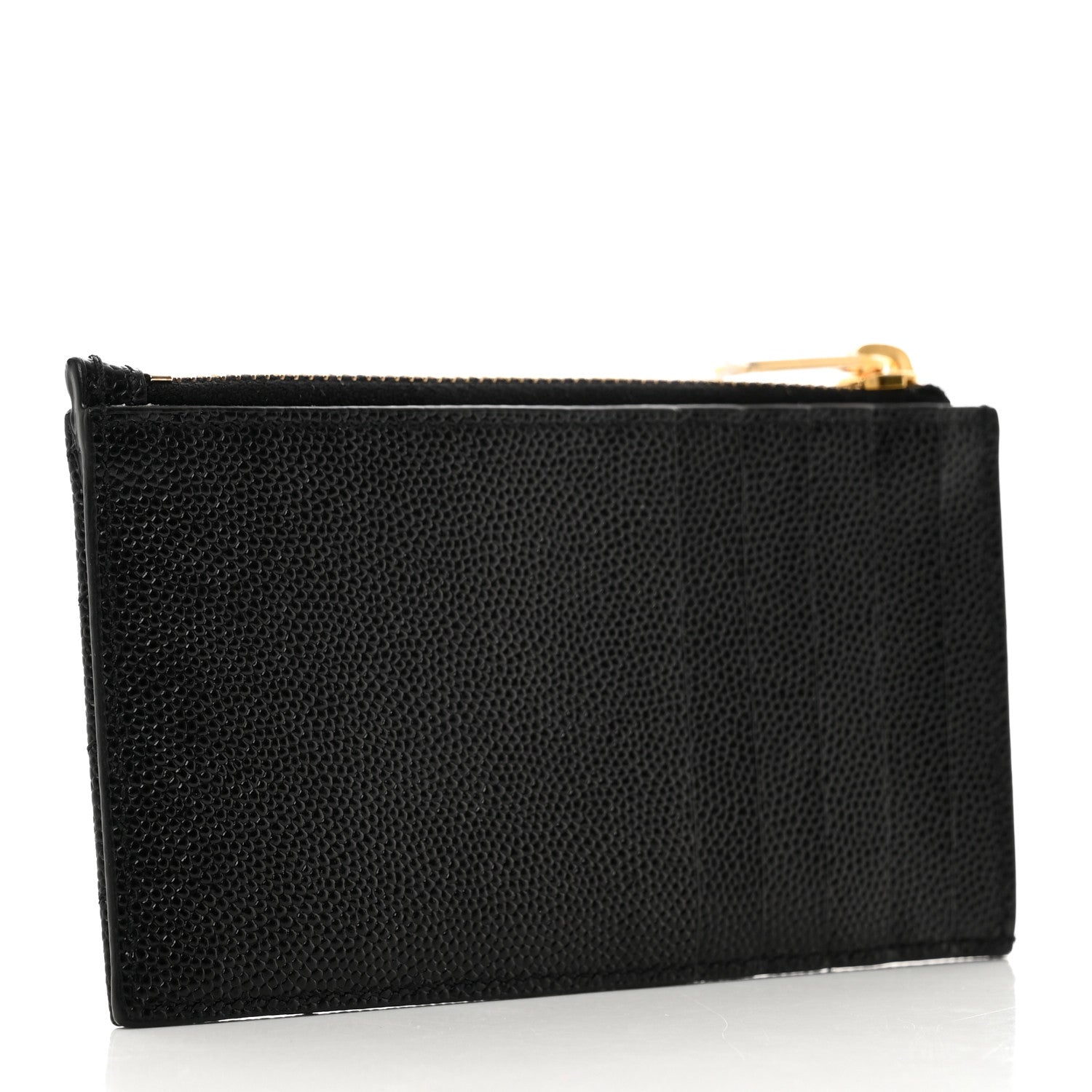 Saint Laurent Grain De Poudre Matelasse Chevron Monogram Fragments Zippered Card Case Black 3 of 8