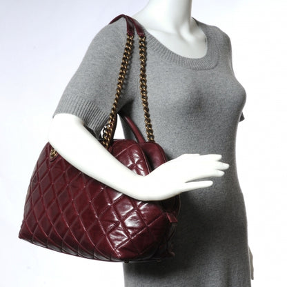 Chanel Calfskin Castle Rock Bowling Bag Burgundy 2 of 8