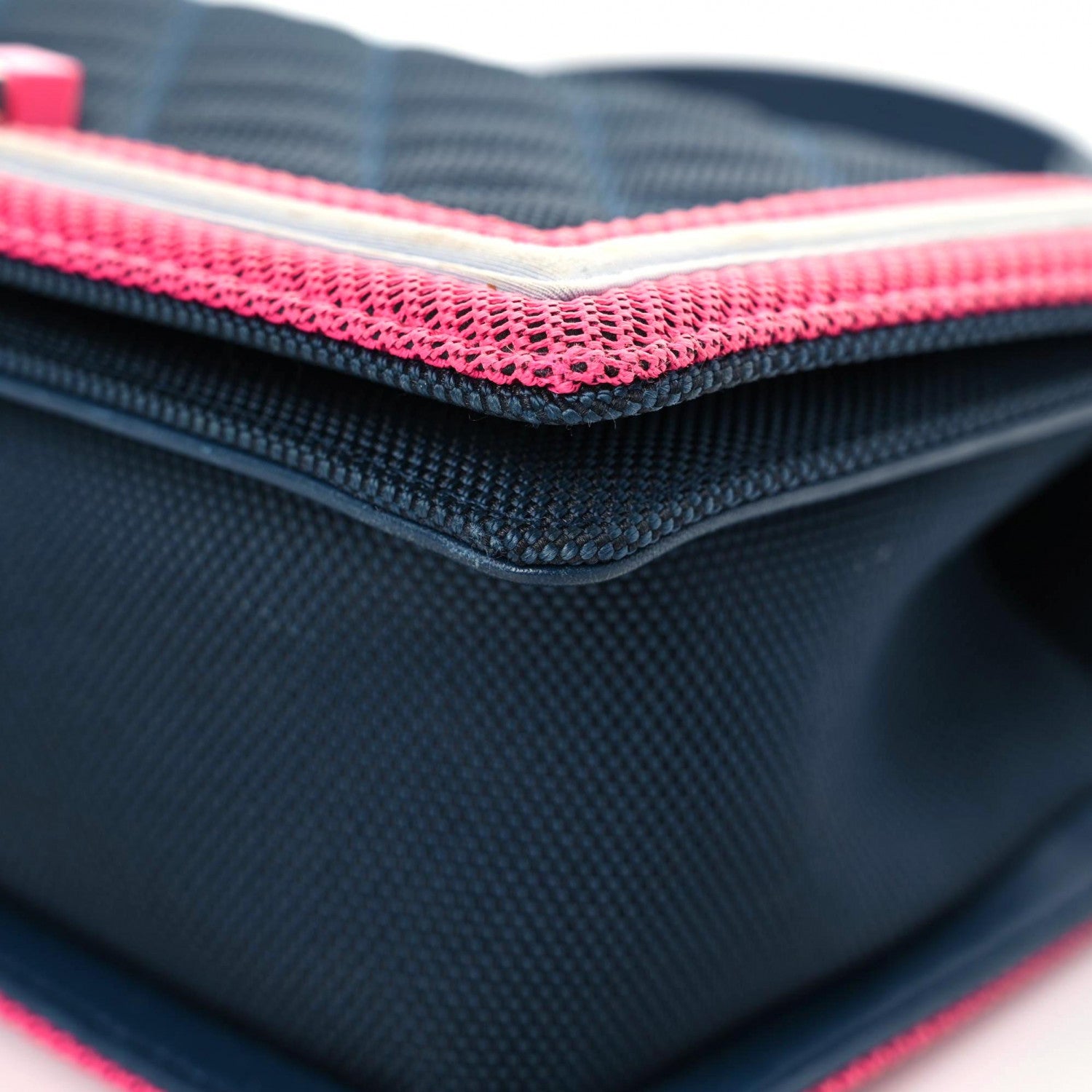 Chanel Canvas Quilted Medium Fluo Boy Flap Dark Navy Fuchsia Grey 6 of 20