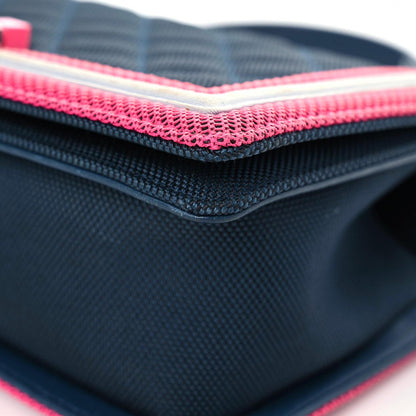 Chanel Canvas Quilted Medium Fluo Boy Flap Dark Navy Fuchsia Grey 6 of 20