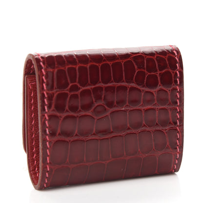 Hermes Shiny Alligator Post It Notepad Holder PM Rouge H 3 of 7