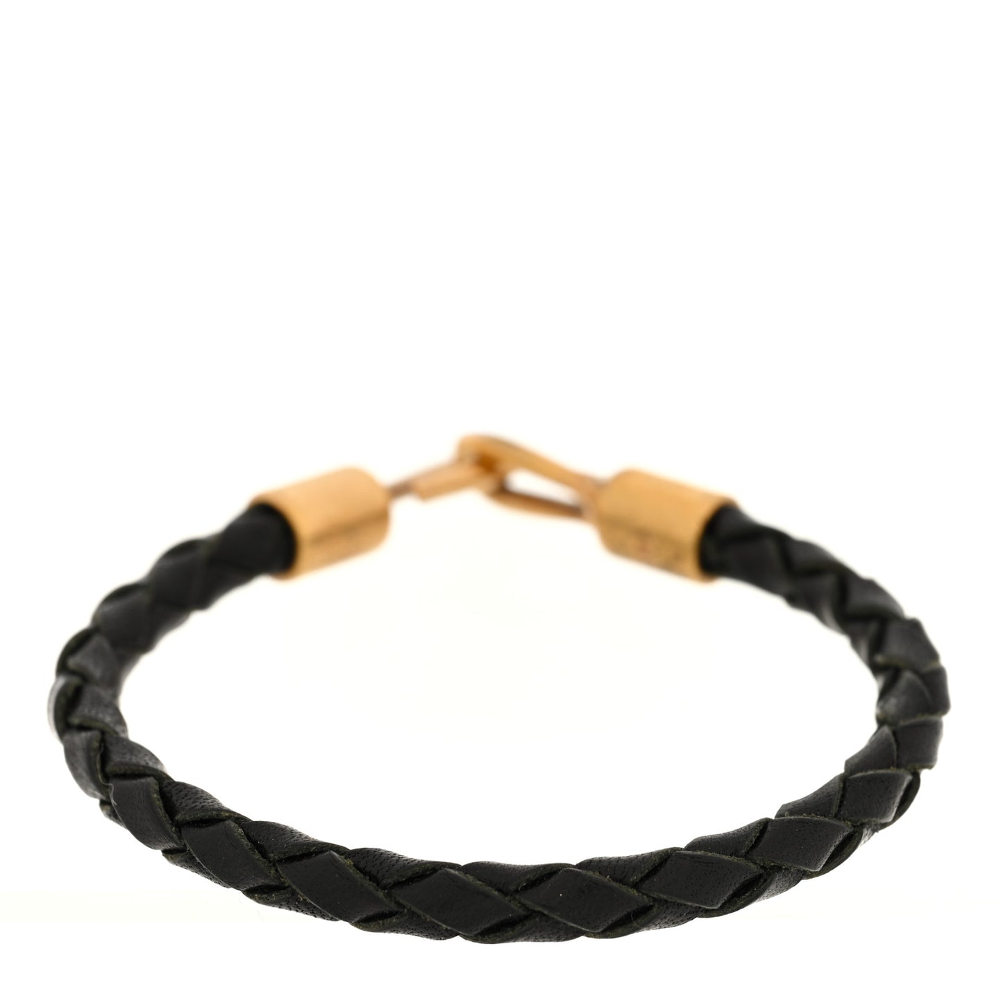 Calfskin Braided Bracelet Black Gold