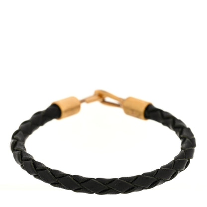 Saint Laurent Calfskin Braided Bracelet Black Gold 3 of 4