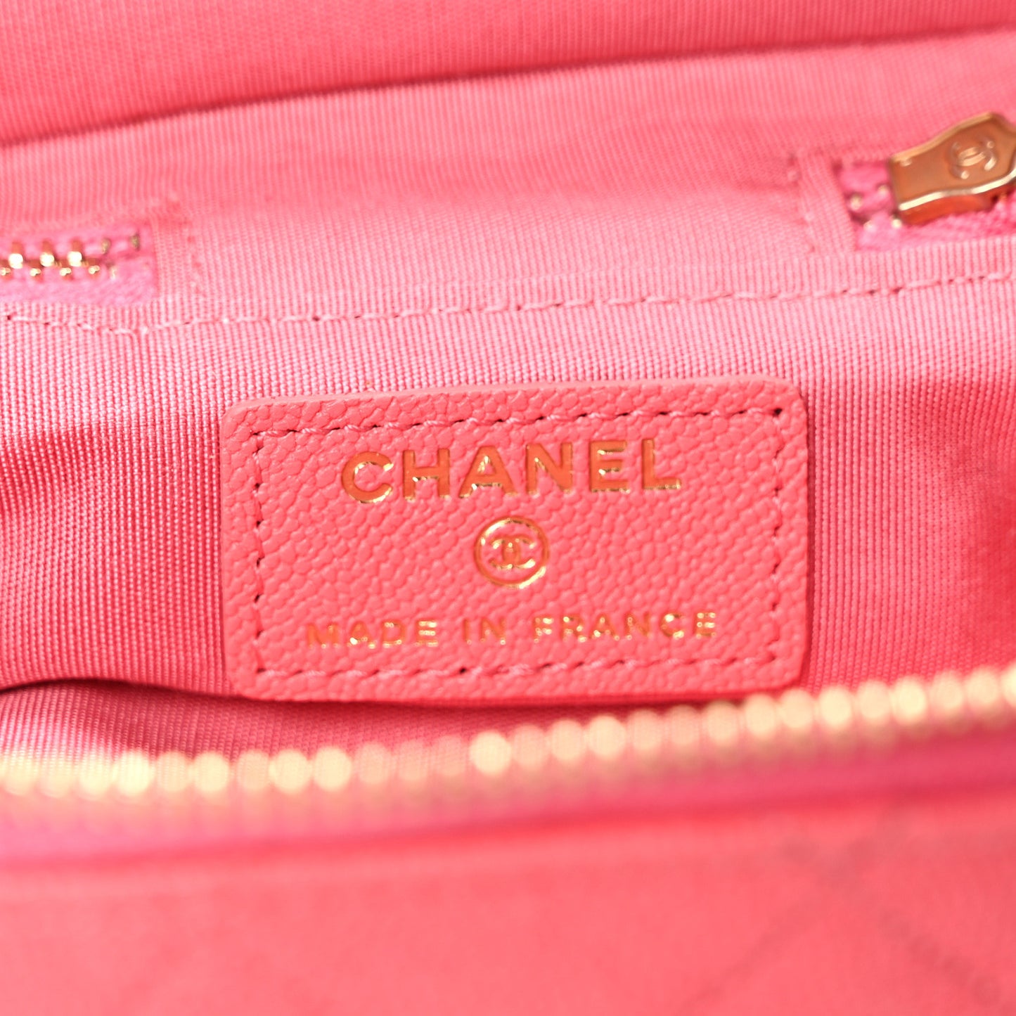 Caviar Quilted Mini Top Handle Vanity With Chain Pink