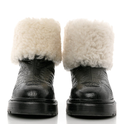 Chanel Lambskin Shearling Short Boots 38 Black 2 of 13