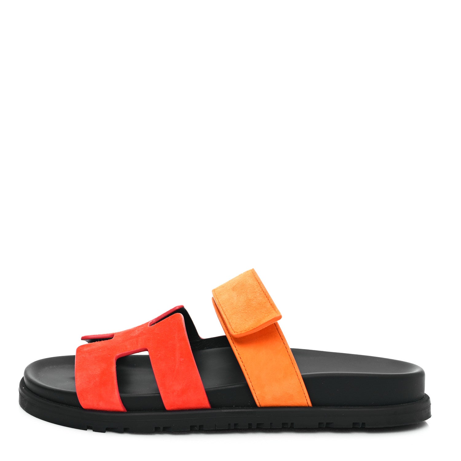Hermes Suede Goatskin Womens Chypre Sandals 37.5 Rouge Ecarlate 1 of 8