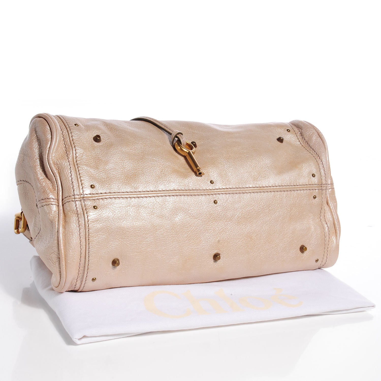 Chloe Leather Medium Paddington Satchel Metallic Beige 4 of 9