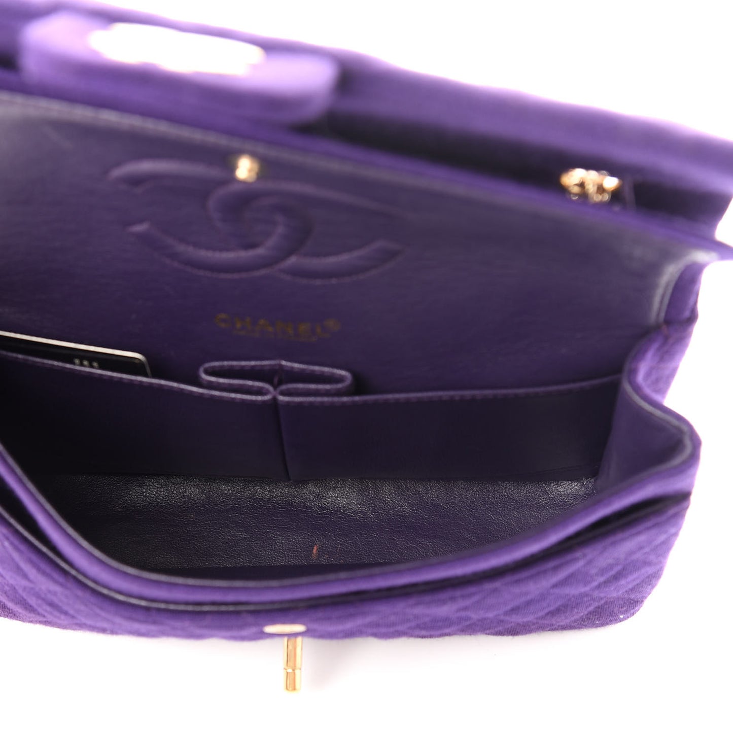 Jersey Quilted Medium Double Flap Bijoux Chain Purple
