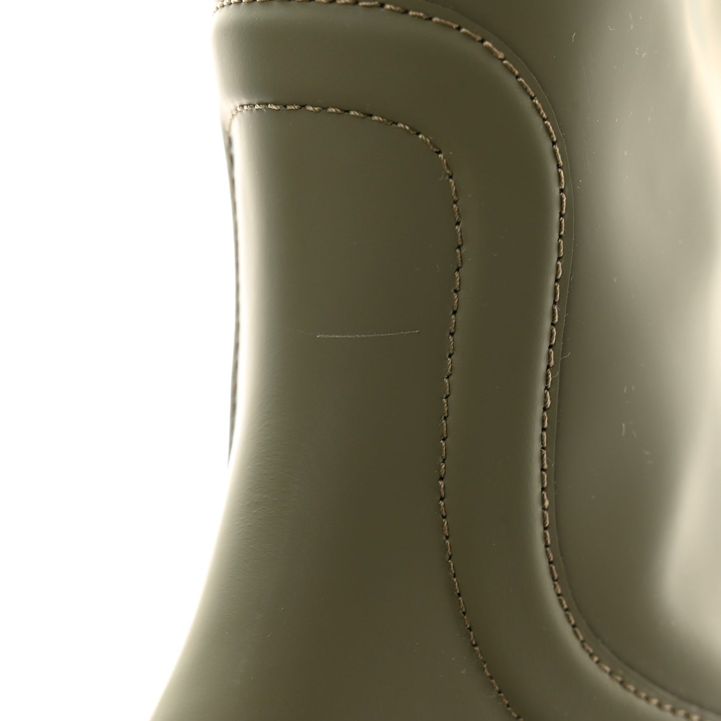 Rubber Calfskin Territory Flat Boots 36 Khaki