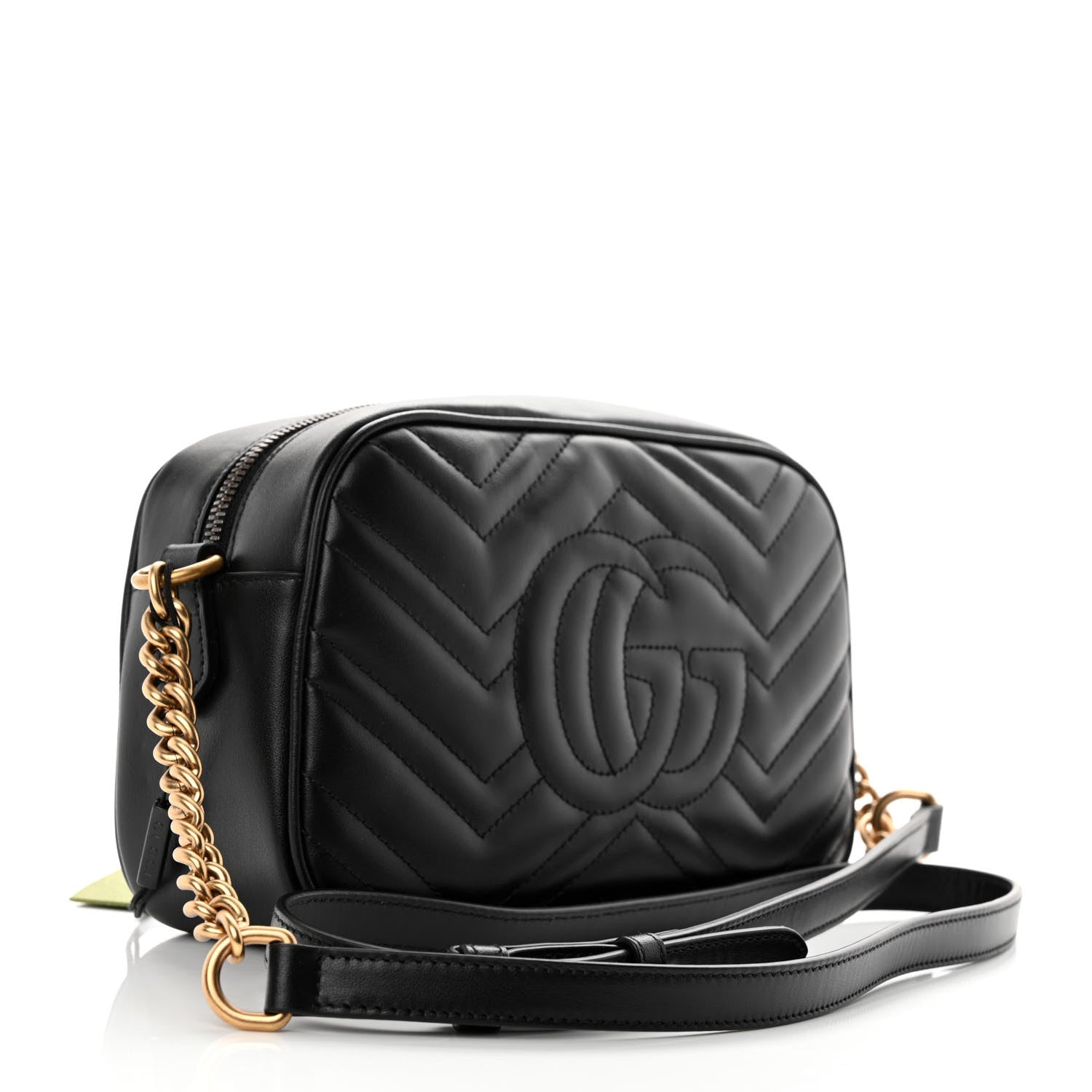 Gucci Calfskin Matelasse Small GG Marmont Chain Shoulder Bag Black 2 of 10