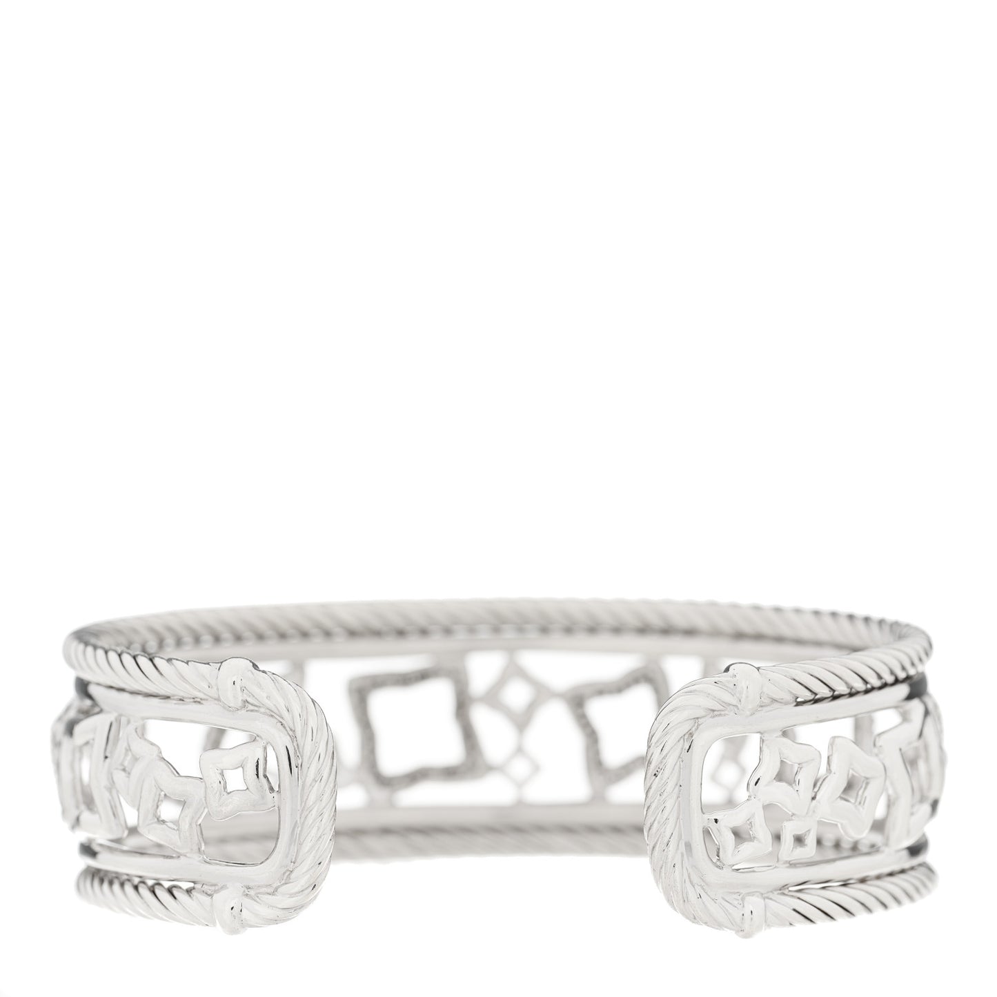 Sterling Silver Diamond Quatrefoil Cuff Bracelet