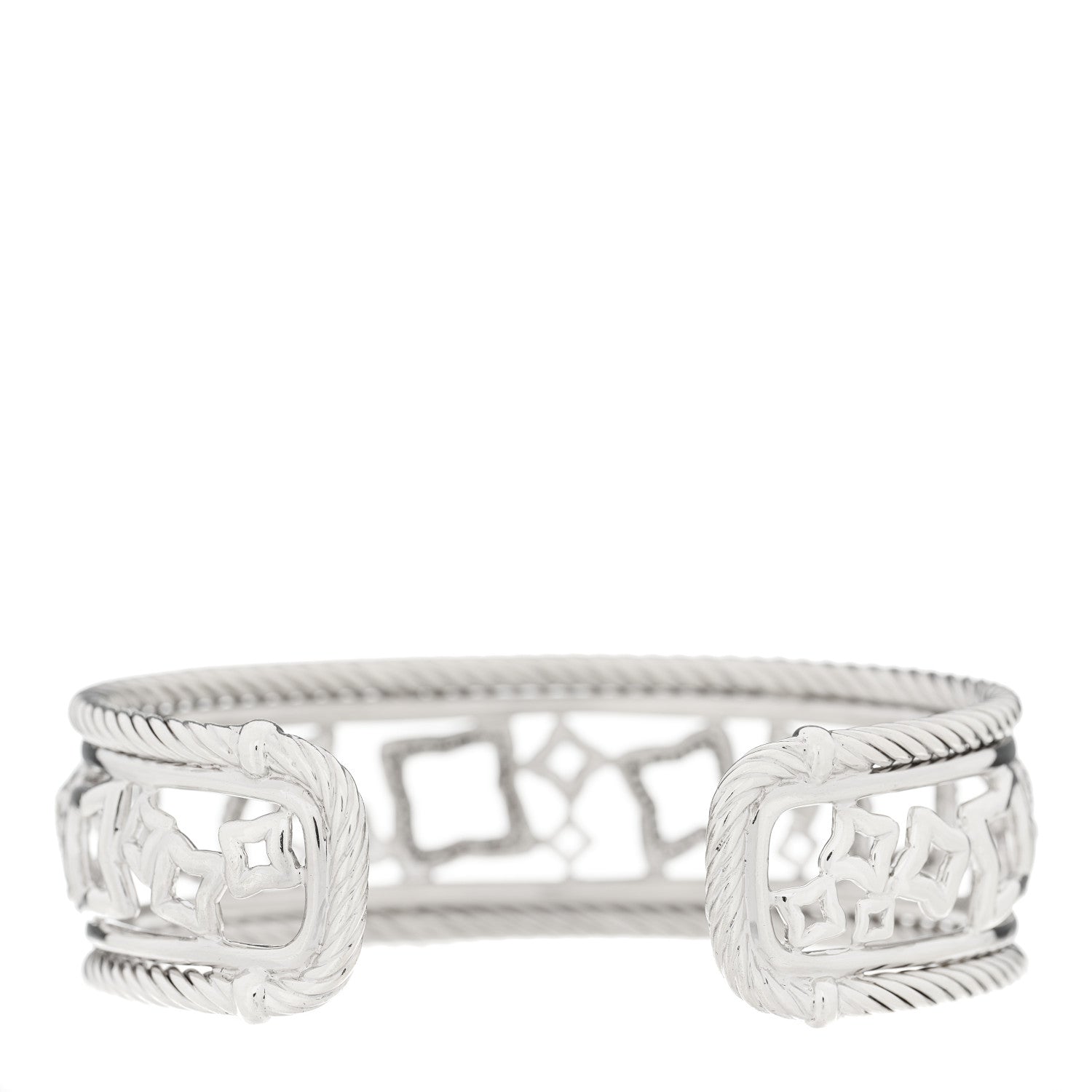 David Yurman Sterling Silver Diamond Quatrefoil Cuff Bracelet 2 of 3
